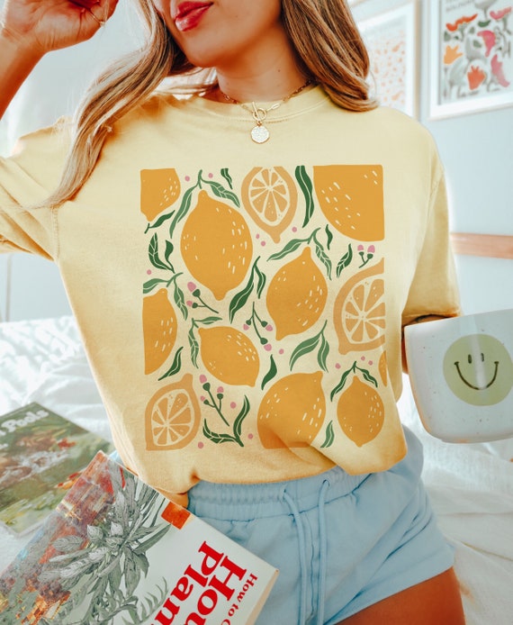 Comfort Colors Lemon Shirt Citrus Shirt Fruit Shirt Cottage Core Shirt Lemon Clothing Cottagecore Shirt Fruit Tshirt Fruit T Shirt Botanical