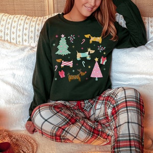 Dachshund Christmas Sweatshirt Holiday Wiener Dog Sweater Weiner Dog Gift Weenie Dog Gifts Sausage Dog Clothes Doxie Crewneck image 2