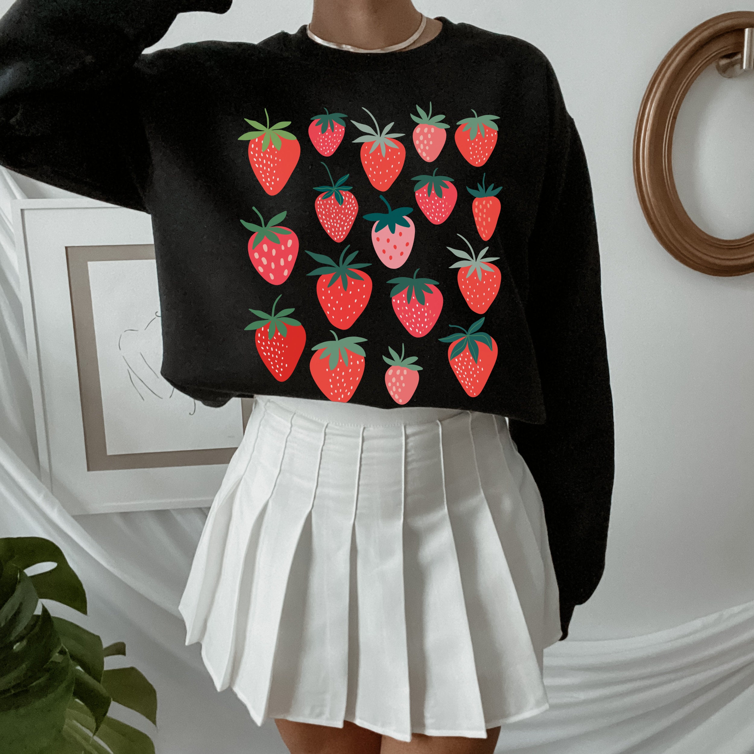 Strawberry Sweatshirt Cottagecore Clothes Botanical Shirt Strawberry ...