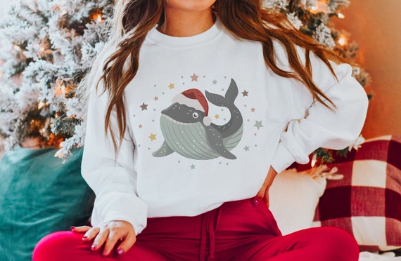 Sudadera de Navidad de Ballena Sueter de Ballena Sudadera de Vida Marina Camisa de Ballena Camisa de Ballena Regalos de Ballena Regalo de Ballena Crewneck Sudadera de Animal del Oceano Etsy