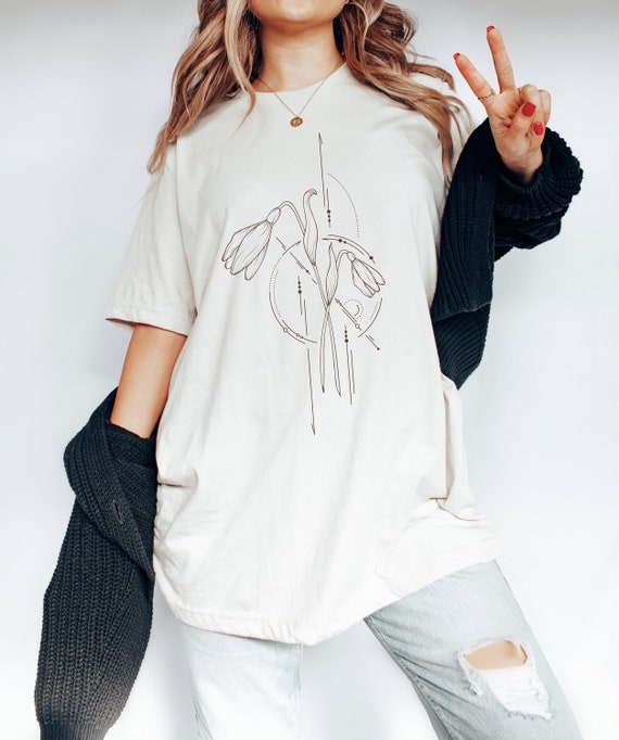 January Birth Flower Shirt Snowdrop Shirt Flower Gift January Birth Month Shirt Trendy Birthday Gift Aesthetic Clothes Witchy Celestial Tee