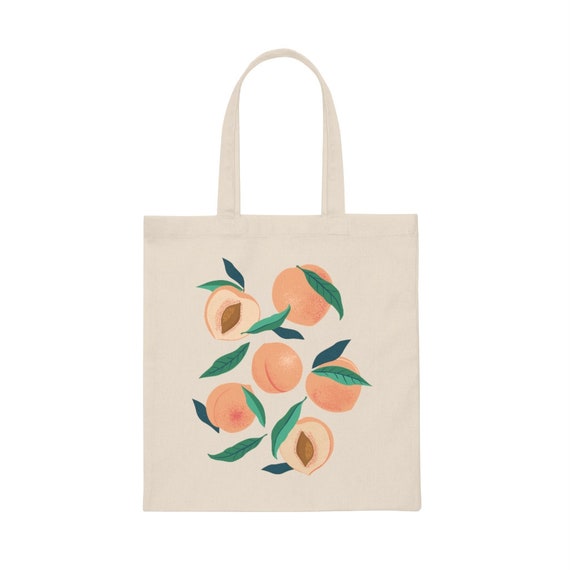 Peach Tote Bag Fruit Tote Bag Kawaii Tote Bag Aesthetic Tote Bag Cute Tote Bag Peach Bag Botanical Tote Bag Cottagecore Bag Trendy Tote Bag