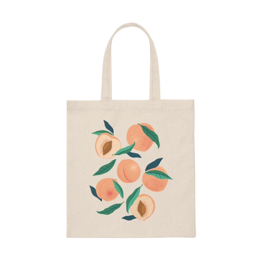 Peach Tote Bag Fruit Tote Bag Kawaii Tote Bag Aesthetic Tote - Etsy