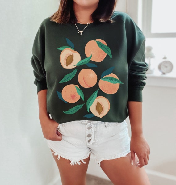 Georgia Peach Sweatshirt Fruit Sweatshirt Just Peachy Crewneck Cottagecore Sweater Botanical Sweatshirt Peaches Clothes Aesthetic Clothing