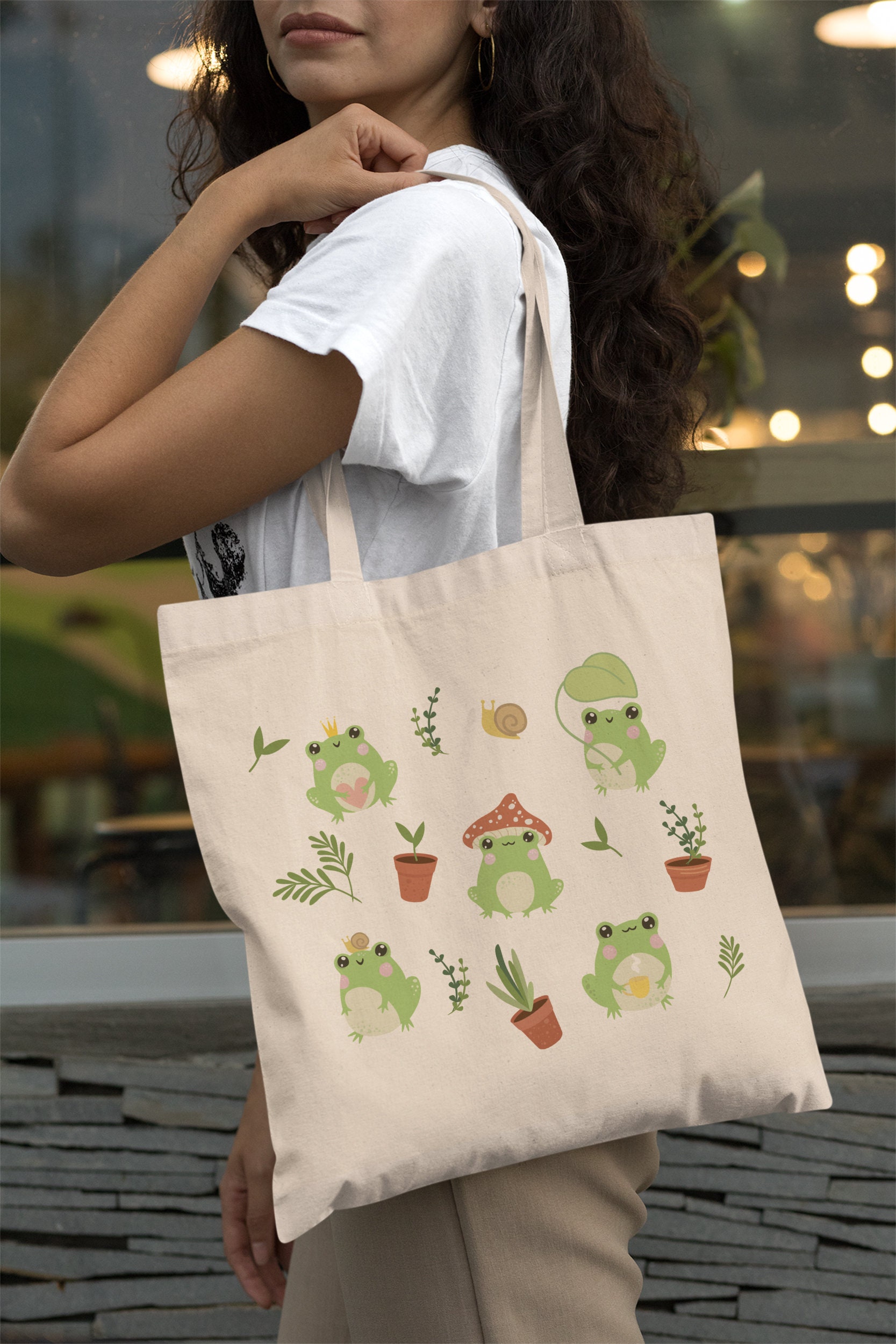 Garden Frog Tote Bag Cute Frog Tote Cottagecore Bag Goblincore - Etsy