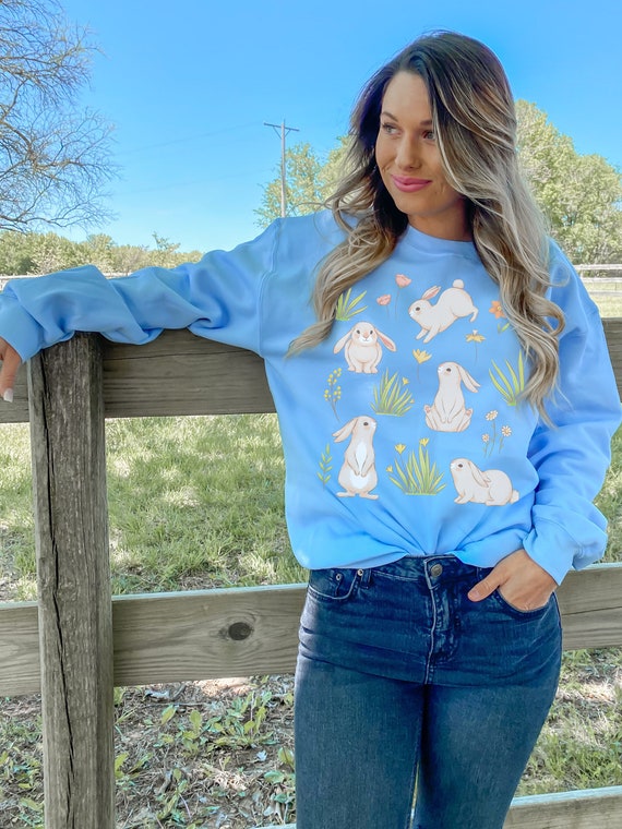 Bunny Sweatshirt Rabbit Mom Gift Cottagecore Clothing Cottage Core Clothes Aesthetic Crewneck Mori Kei Shirt Forestcore Boho Sweater