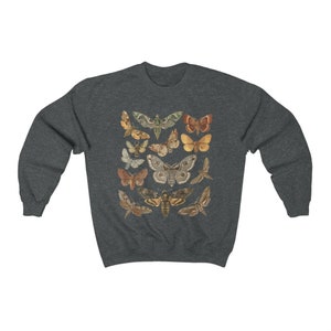 Motte Sweatshirt Goblincore Kleidung Cottagecore Kleidung Cottagecore Pullover dunkel Academia Kleidung Cottage Core Kleidung Insekt Pullover Dark Heather