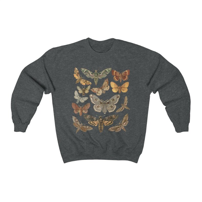 Motte Sweatshirt Goblincore Kleidung Cottagecore Kleidung Cottagecore Pullover dunkel Academia Kleidung Cottage Core Kleidung Insekt Pullover Dark Heather