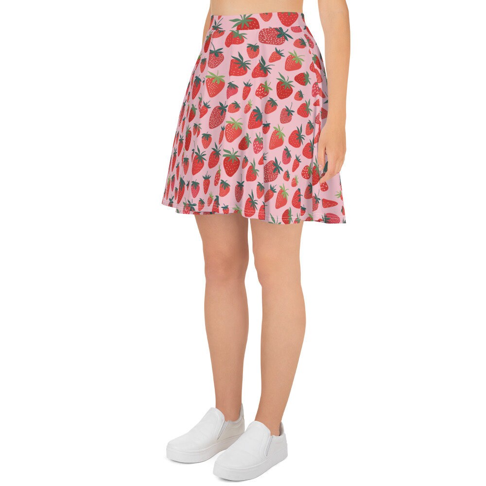 Strawberry Skater Skirt Cottagecore Clothing Cottage Core - Etsy