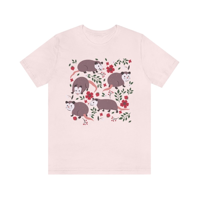 Possum Print Shirt Opossum Shirt Kawaii Possum Gift Possum Gifts Cottagecore Clothing Cottage Core Clothes Strawberry Shirt Wild Animal image 9