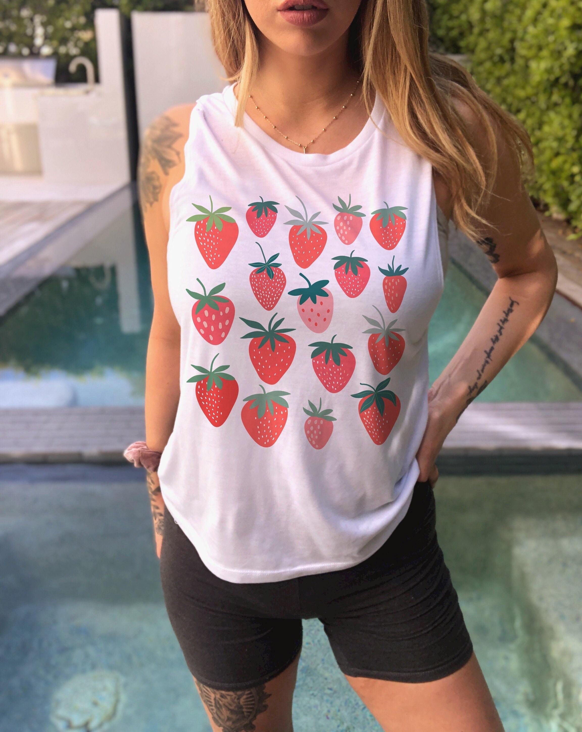 strawberry print tank top