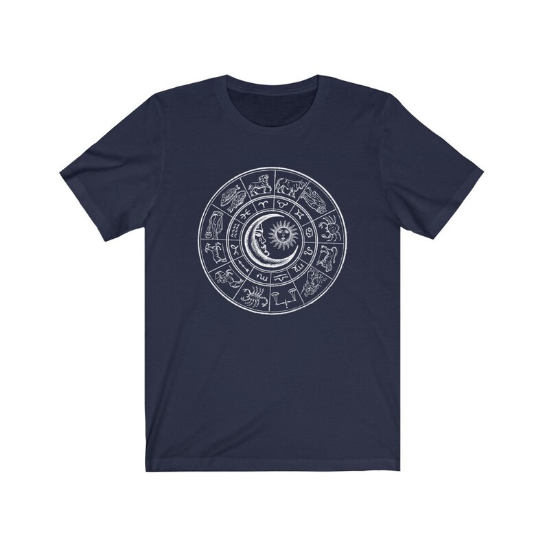 Astrology Shirt Zodiac Sun and Moon Shirt Celestial Top Horoscope Shirts Light Academia Dark Academia Clothing Indie Tee Aesthetic Clothing Navy