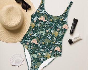 Boho Dinosaur One Piece Swimsuit Paleontology Swimwear Dino Print Swim Dinosaur Clothes Dinosaur Gift Paleontology Gifts