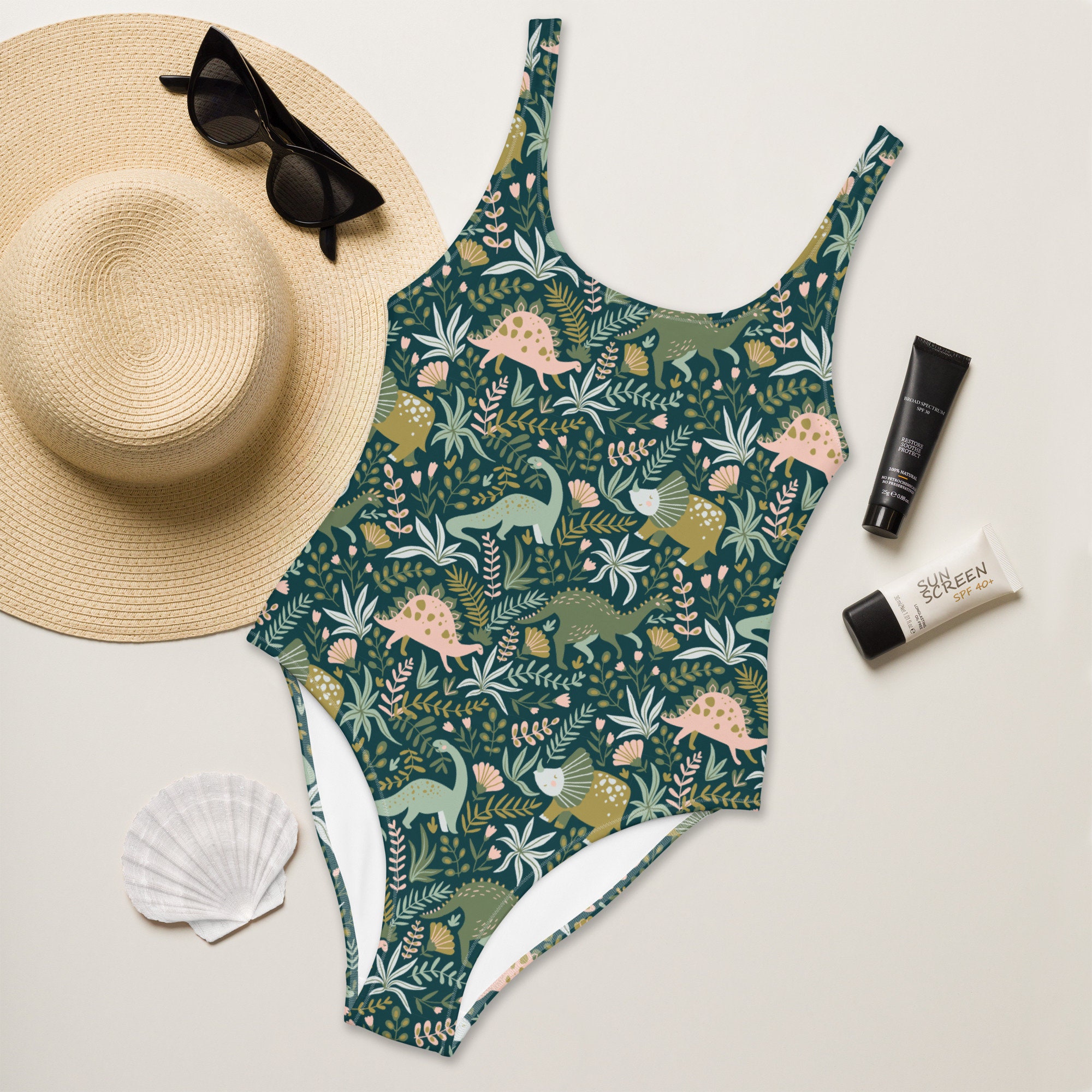 Boho Dinosaur One Piece Swimsuit Paleontology Swimwear Dino Print Swim Dinosaur Clothes Dinosaur Gift Paleontology Gifts Etsy