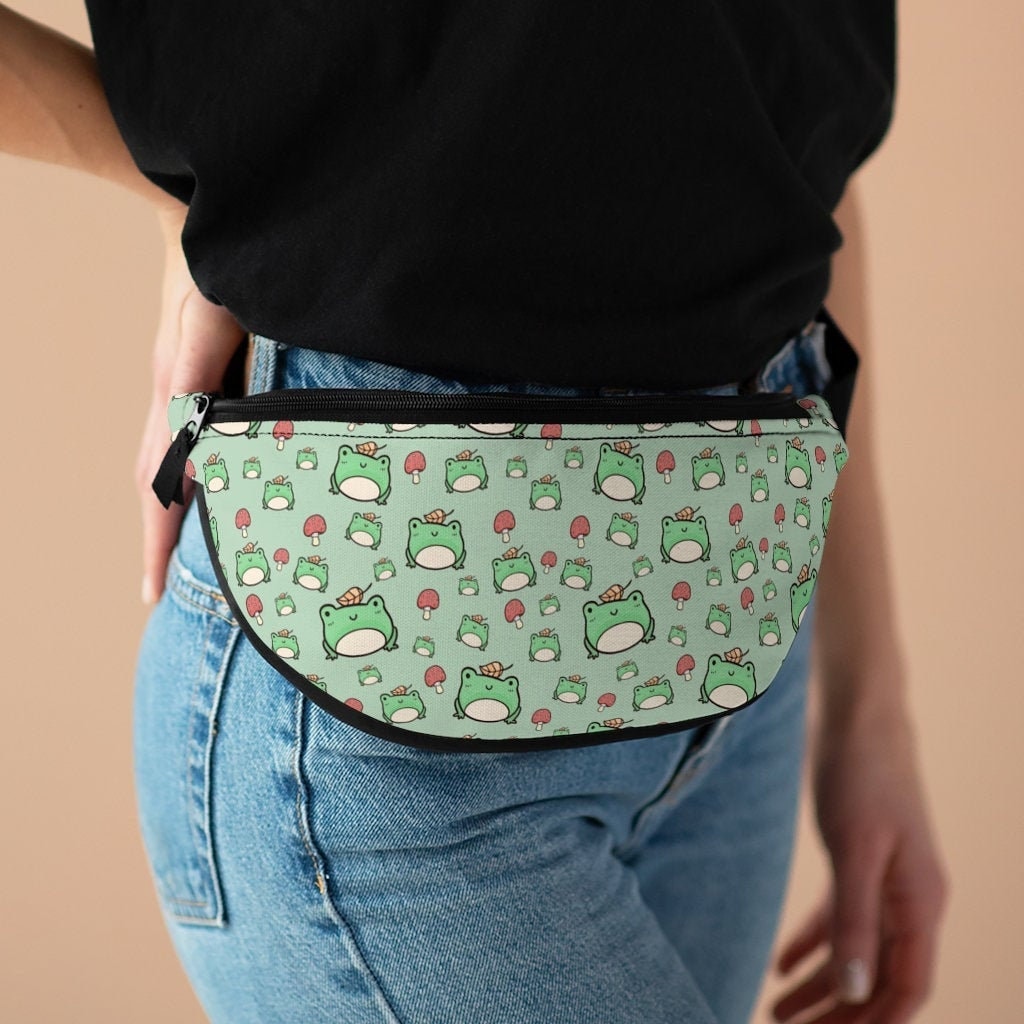 Kawaii Frog and Mushroom Fanny Pack Cottagecore Accessories Zippered Pouch Bag Waist Pack Hip Belt Pack Goblincore Forestcore Aesthetic Etsy Canada