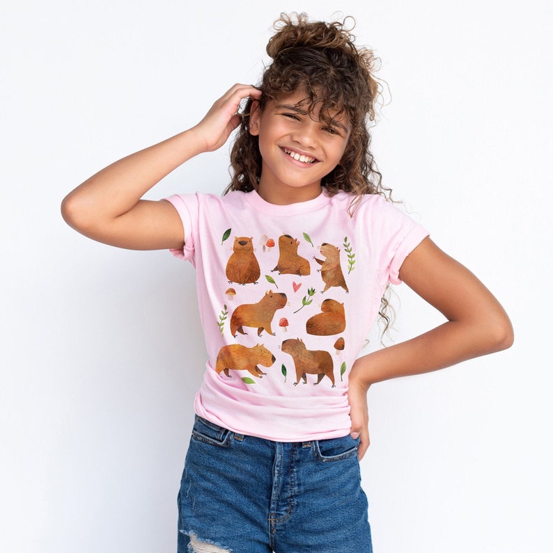 Youth Capybara Shirt Kids Capybara Gift Capybara Lover Gift Capybara Shirts Capybara Tshirt Capybara Gifts Capybara Tee Capybara T Shirt Pink