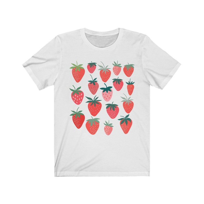 Strawberry Shirt Strawberry Clothes Strawberry Top Garden Shirt Aesthetic Clothing Cottagecore Clothes Botanical Shirt Strawberry Print White