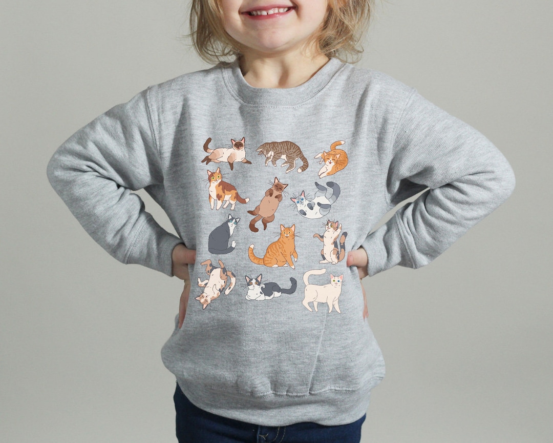 Toddler Cute Cat Sweatshirt Kids Kitties Sweater Kitty Crewneck Kitten