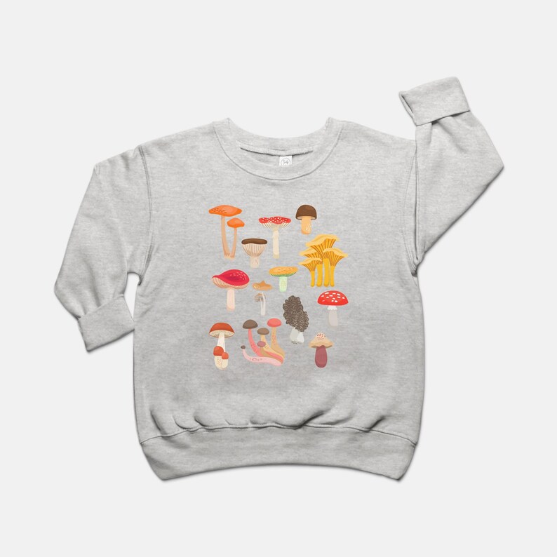 Toddler Mushroom Sweatshirt Kids Crewneck Boys Sweatshirt Girls Sweatshirt Cottagecore Clothing for Kids Mushroom Apparel Cute Sweatshirt image 7