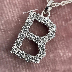  DZON Sterling Silver 1/20Ct TDW Diamond Studded Initial Charms  Alphabet Name Letter B Pendant Necklace for Women(I-J,I2) : Clothing, Shoes  & Jewelry
