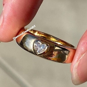 4 MM Heart Cut Moissanite Engagement Ring, Bezel Setting Solitaire Diamond Ring, 14K Solid Gold Ring, Proposal Ring, Bridal Wedding Ring
