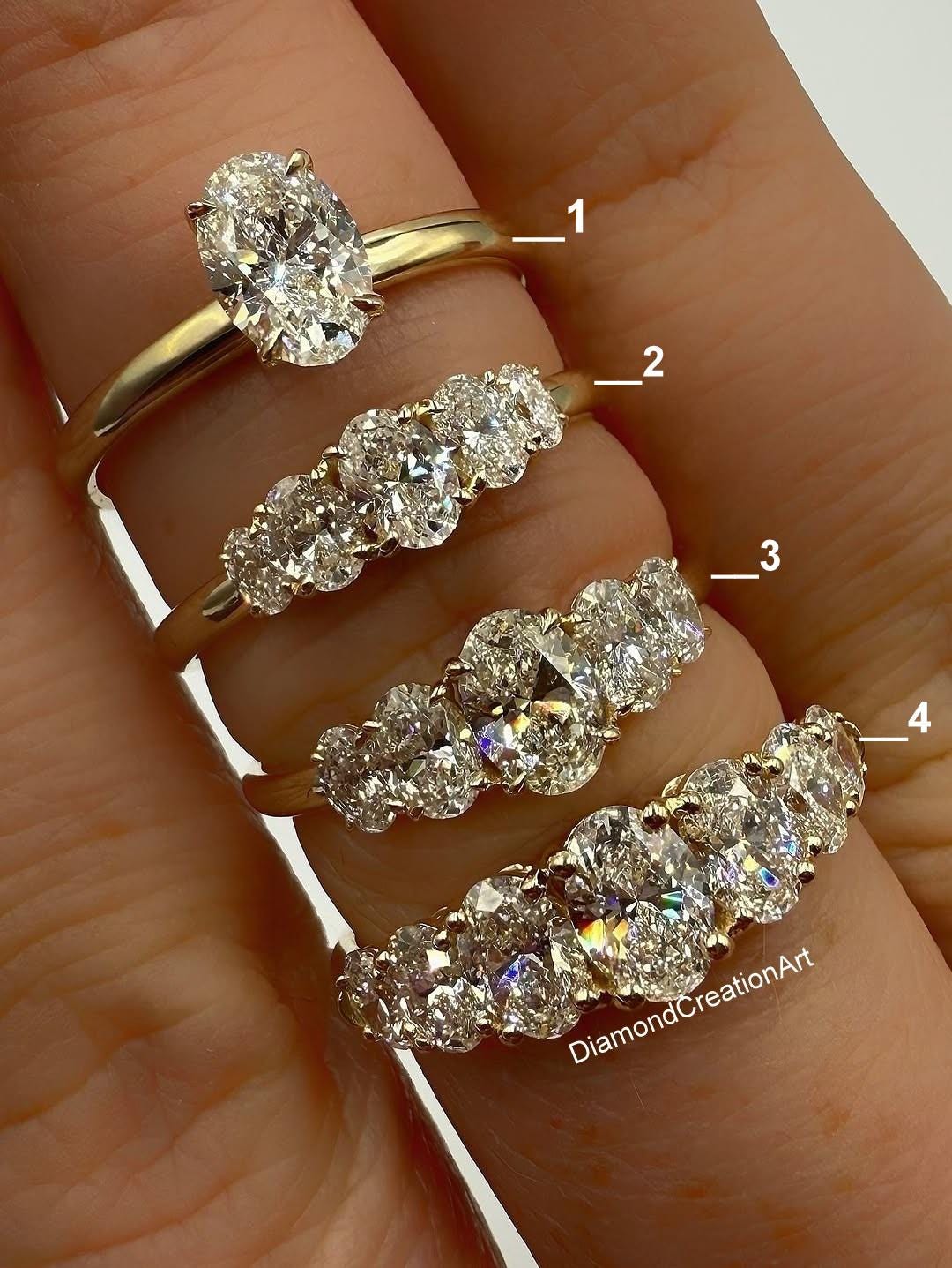 Classic Solitaire Diamond Engagement Band, Five Stone Style Oval Cut ...