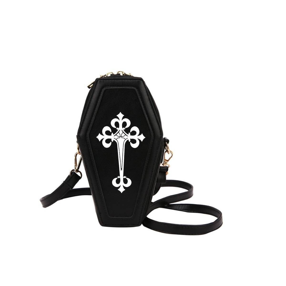 Fashion Gothic Mini Crossbody Bag for Women Coffin Shaped Small Handbags  Purse Ladies Halloween Party Shoulder Messenger Bags