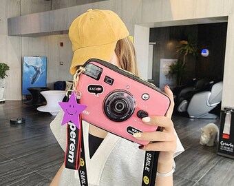 Cute Camera Shape Handbag |Camera Case Purse|Kawaii Funny Cool Crossbody Bag|Shoulder Bag for Women Girls|Birthday Holiday Gift