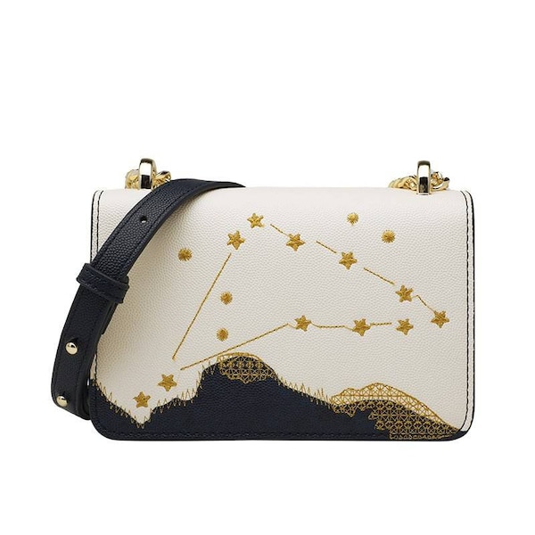 Celestial Star Embroidered Handbag, Constellation Square Chain Crossbody Bag,Kawaii Gift For Women Girls