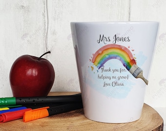 Teacher Flower Pot. Rainbow Flower Pot. Gift For Teacher. Personalised Teacher