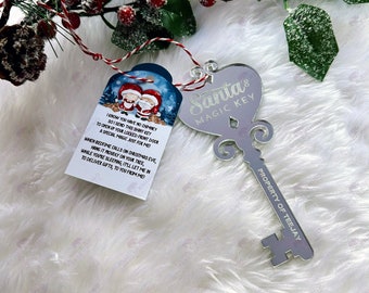 Luxury Engraved Mirrored Acrylic Santa’s Magic Key. Personalised Father Christmas Key