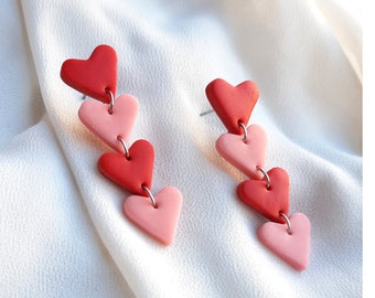 Valentine's day  earrings, Valentine's jewelry from polymer clay, stainless steel, Valentine's gift, Valentine's jewelry, Valentine's studs