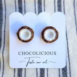 Coconut stud earrings, polymerclay earring, fruits collection