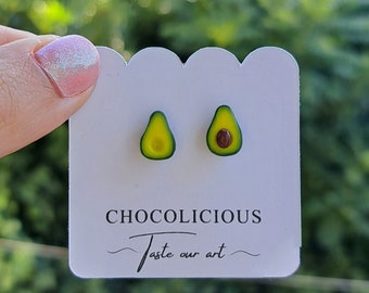 Avocado Fruits stud earrings / Food jewelry / Miniatures Fruits earrings / Polymerclay earrings