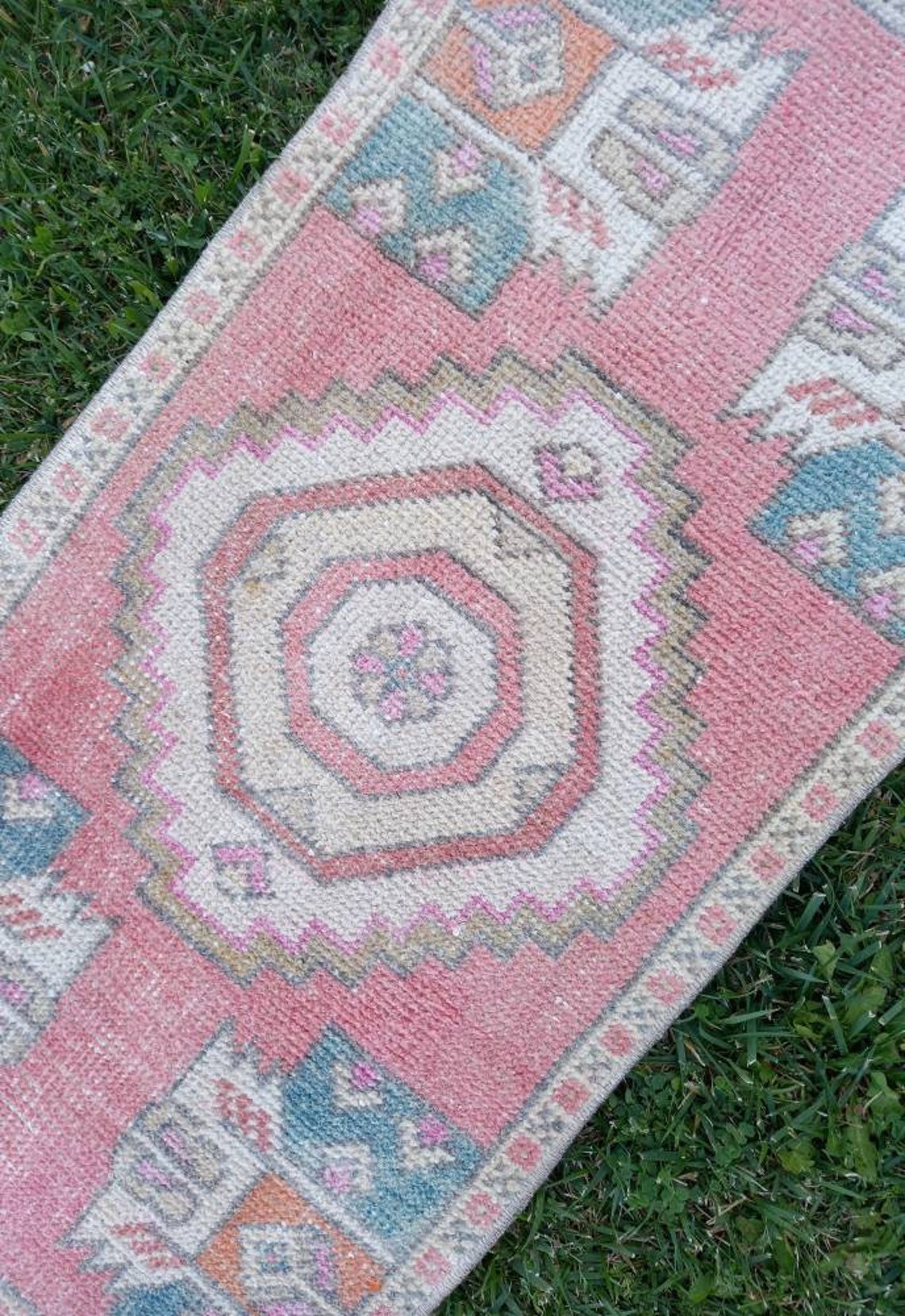 Antique bath rug octagon pattern rug Small large rug Etsy