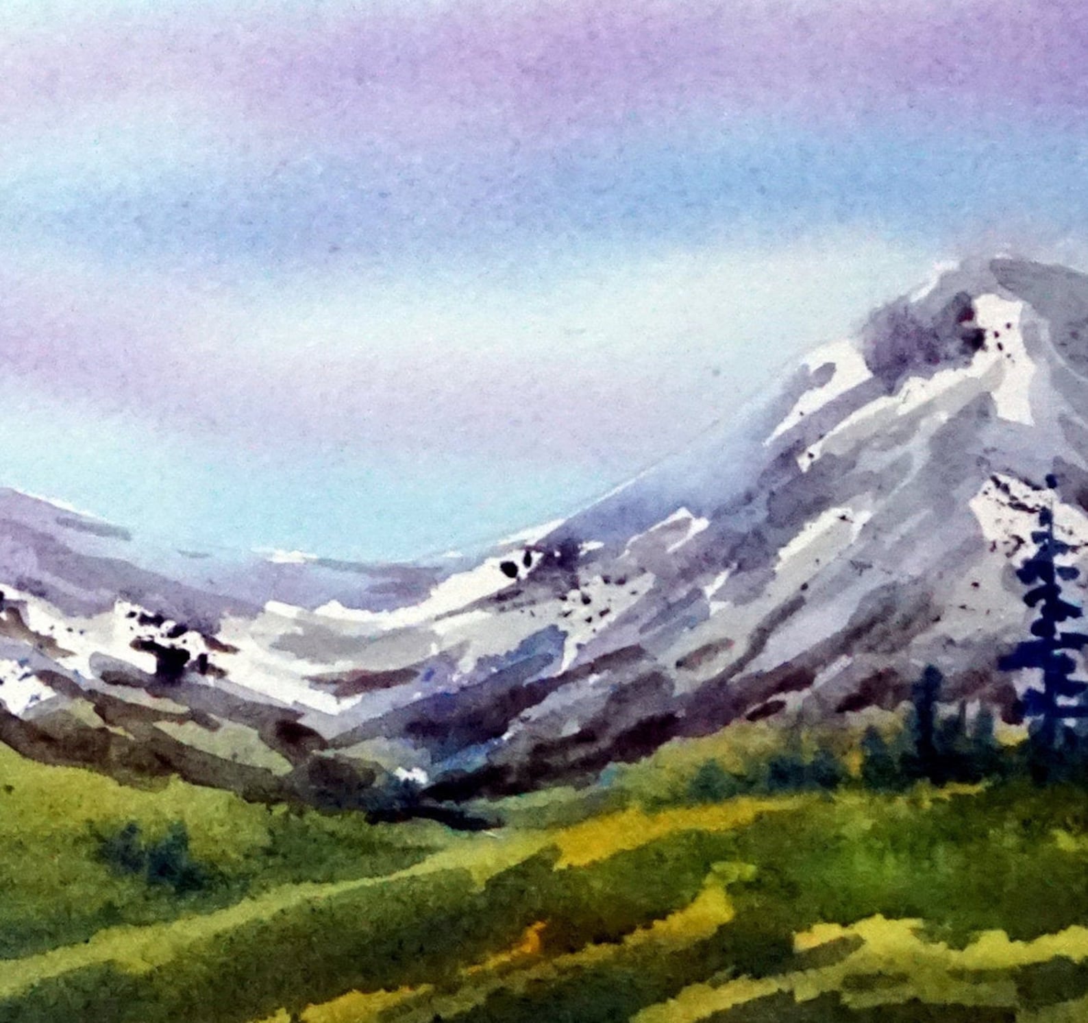 Paysage de montagne Peinture aquarelle originale Peinture | Etsy