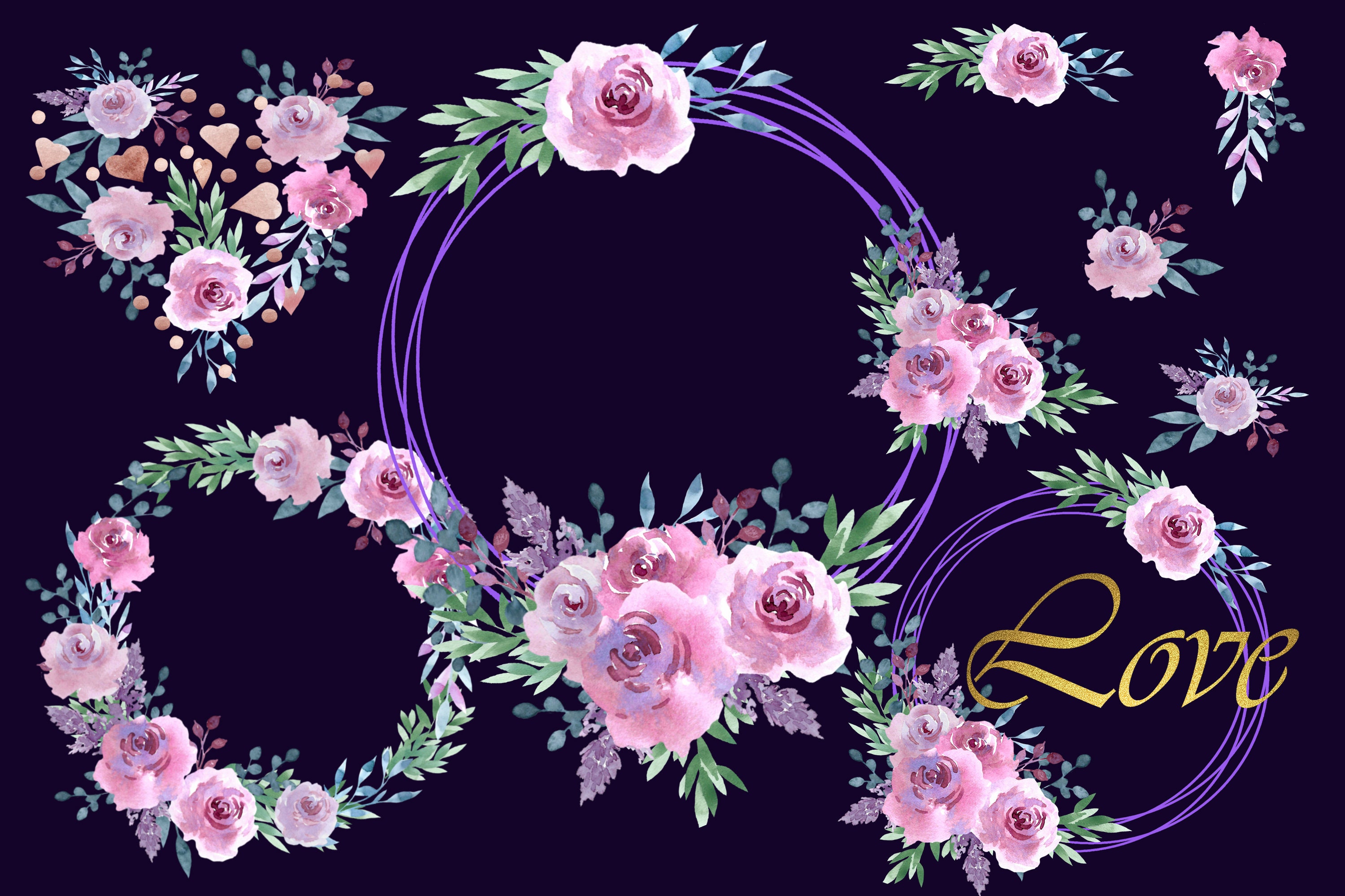 Wedding Clip Art. Watercolor Hand-Painted Flower | Etsy