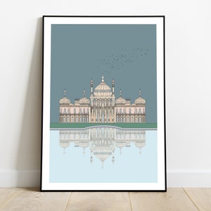 Póster del pabellón real de Brighton, arte mural de Brighton, póster del Reino Unido // Impresión de Brighton, póster de destinos, póster de turismo, impresión de póster de viaje