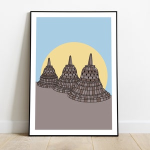 Borobudur Temple Art Print: Java, Indonesia Travel Poster