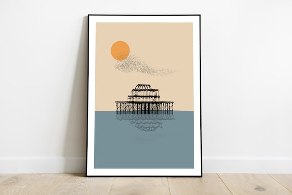 Brighton Wall art, Brighton Pier poster, UK poster// Brighton print, destinations Poster, tourism Poster, Travel Poster Print