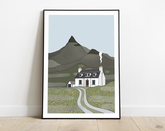Skottland Isle of Skye stuga tryck