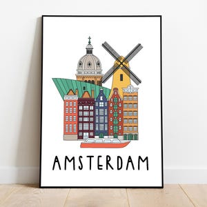 Amsterdamse poster, Holland-souvenir, kunstwerk skyline Amsterdam