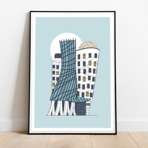 Prague Dancing House print, Czech republic poster, travel wall art, wall decore
