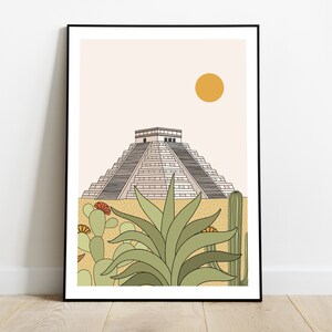 Chichen Itza, Mexiko Plakat, Kukulcan, Mexiko Wandkunst, Reiseplakat, Reiseandenken, Weltwunder