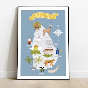 Sri Lanka Reise Karte Poster, Wand Dekor, einfaches Kunstwerk, Reise Andenken
