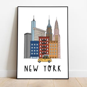 New York-poster, NY-print, New York-souvenir, New York-kunstwerk skyline van New York
