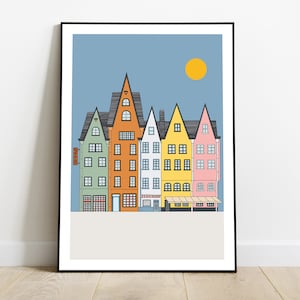 Cologne Germany traditional houses poster