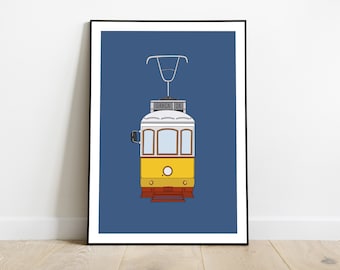 Ready made to print out for any ratio. Printable wall art Lisbon print A yellow tram up the hill in Lisbon color travel photography