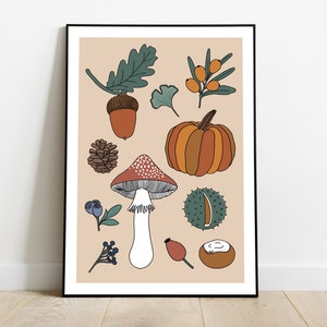 Arte murale autunnale, stampa autunnale, arredamento autunnale moderno, poster di zucca