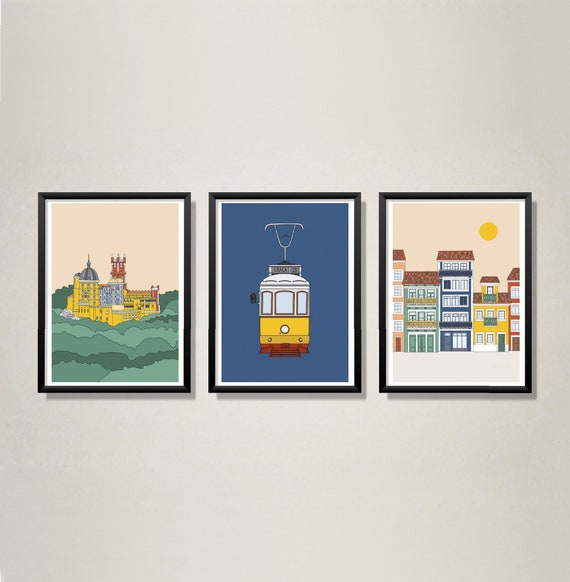 Lisbon Travel Poster Set, Sintra Palace, Portugal Wall Art